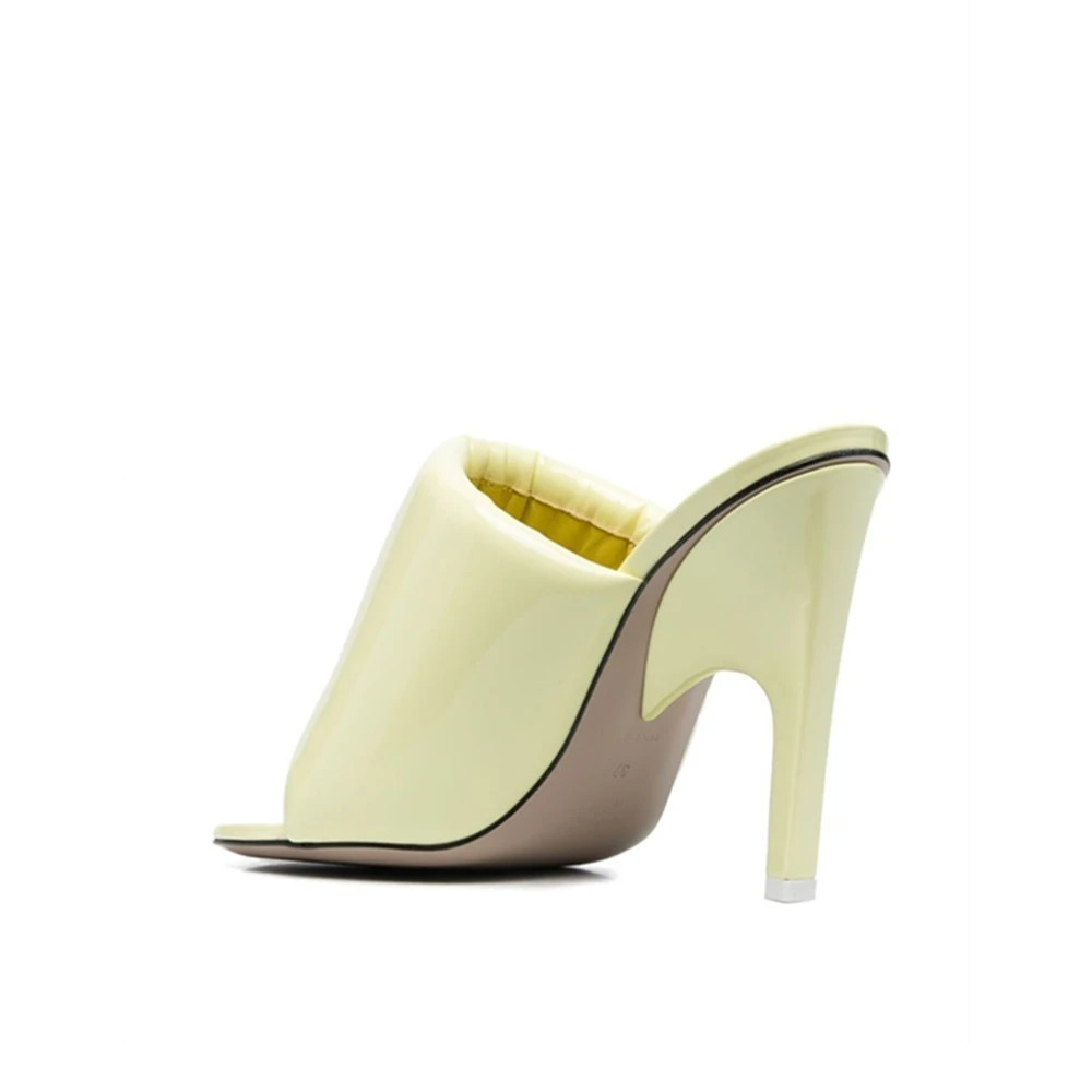 One Word Belt Sponge Round Toe Peep Toe High Heels Shoes Fashion Women Party Banquet Sexy Slippers Sandals with Profiled Heels