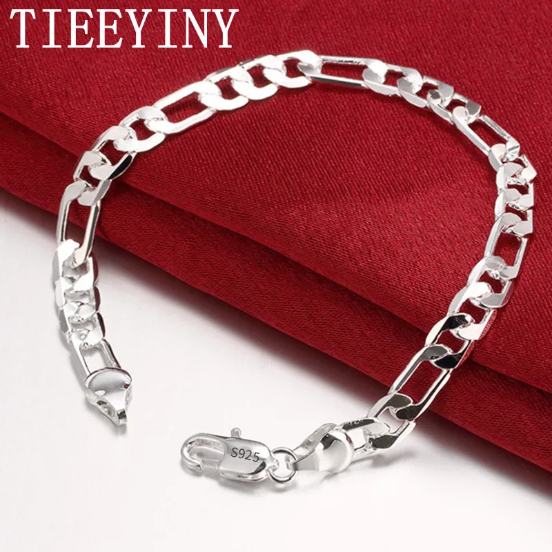 

TIEEYINY 925 Sterling Silver 4mm/6mm Classic Man Women Bracelet For Wedding Engagement Party Fashion Jewelry