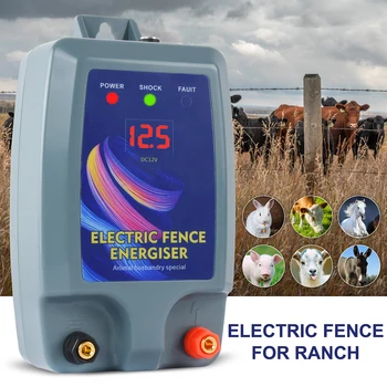 10km Electric Fence Energizer with Battery Power Clip Connector Alarm System Farm Cattle Sheep Poultry Captive Security Fence