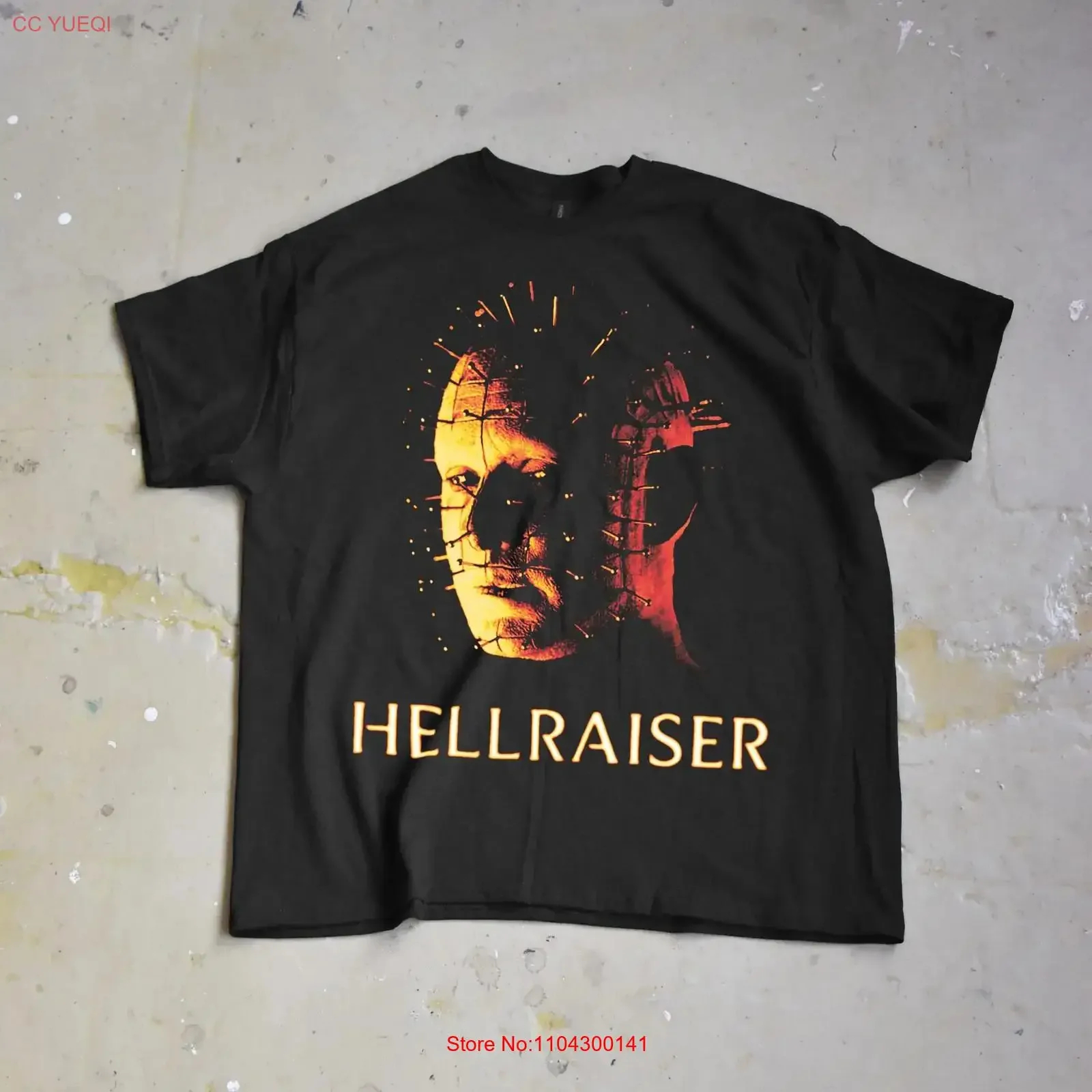 Фото Футболка Hellraiser с изображением Клайва Баркера, в стиле фильма ужасов, с изображением Пинхеда, винтажная, с эффектом потертости, для повседневной носки, дышащая, слегка мягкая. №1