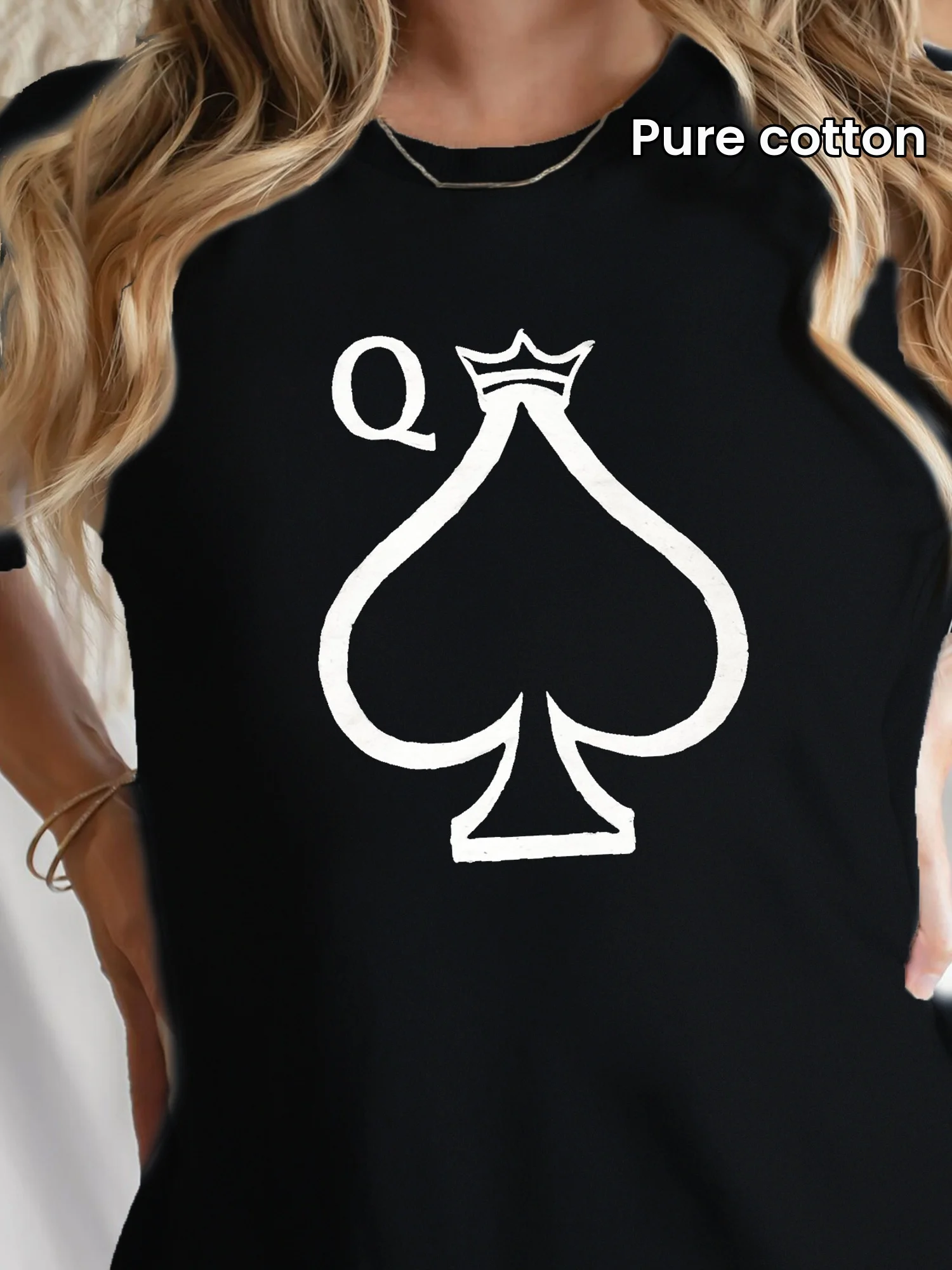 женская футболка Queen of Spades с иллюстрацией и принтом комфортная подходит для всех
