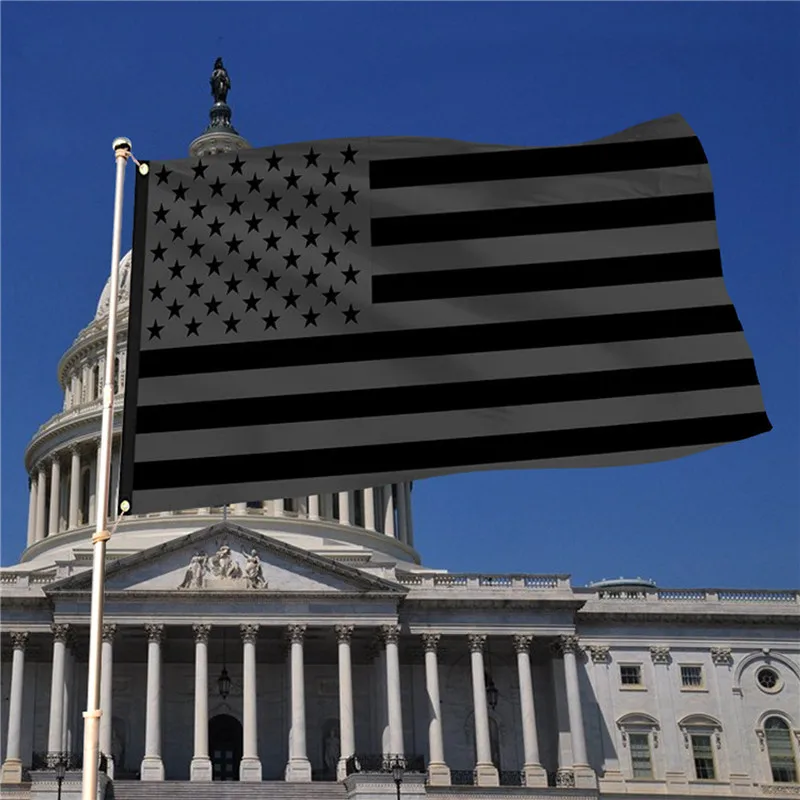 

90X150cm Black American Flag US Black Flag Black Flag Solid Color Banner High Quality