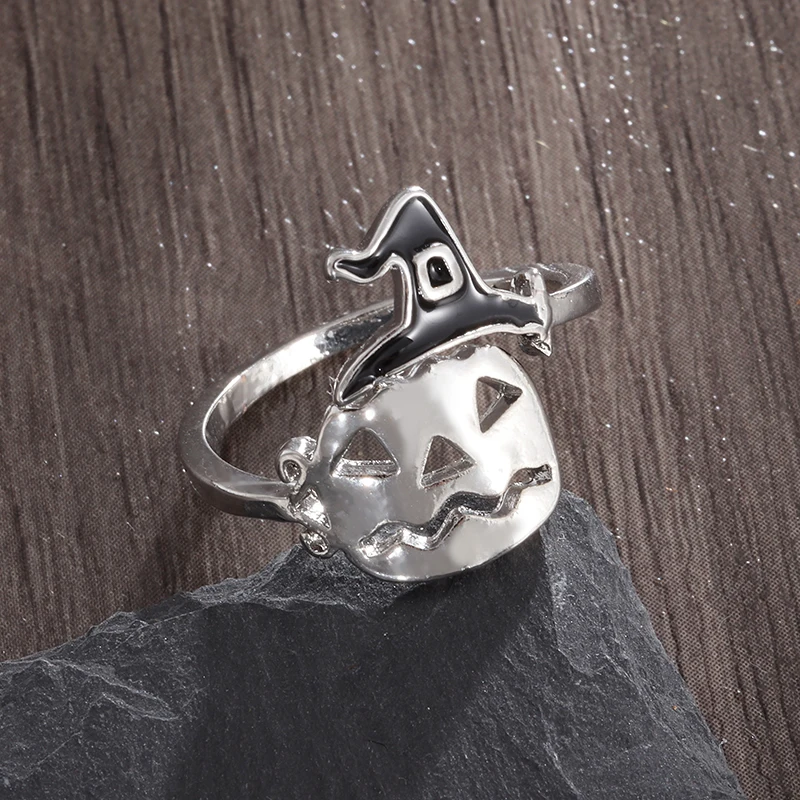Изящное регулируемое кольцо Джек-о-фонарь спутанное мужское, женское, ведьма шляпа метла Хэллоуин искусственное украшение ювелирные изделия