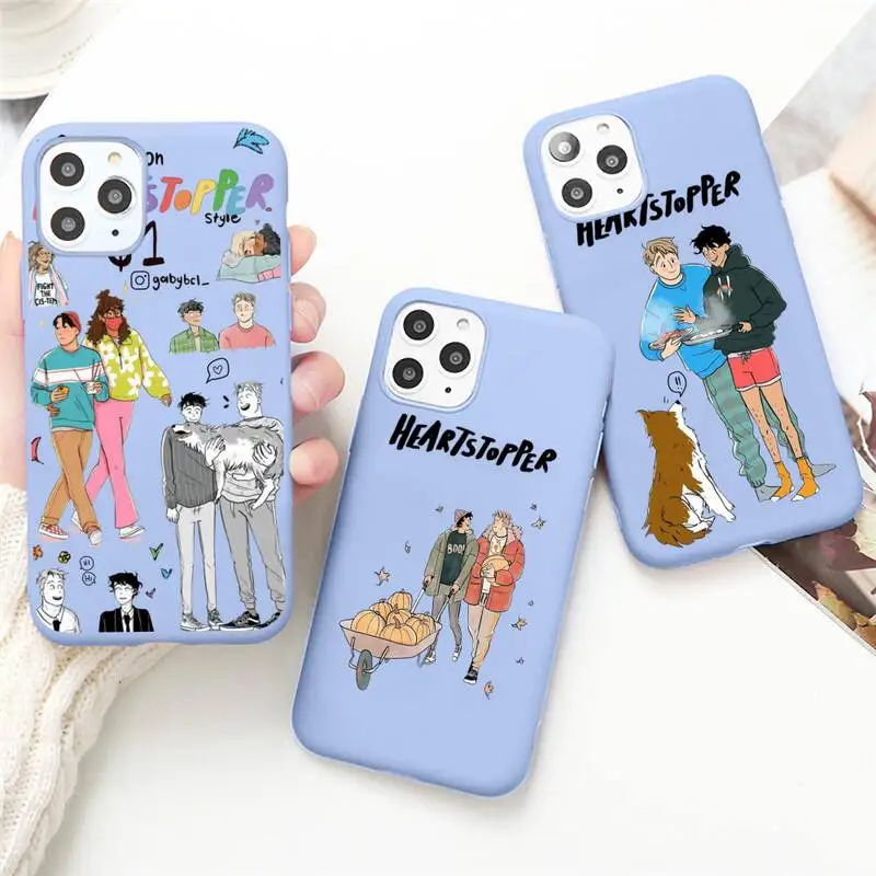 

Heartstopper Phone Case for iPhone 13 12 mini 11 Pro Max X XR XS 8 7 6s Plus Candy purple Silicone cover