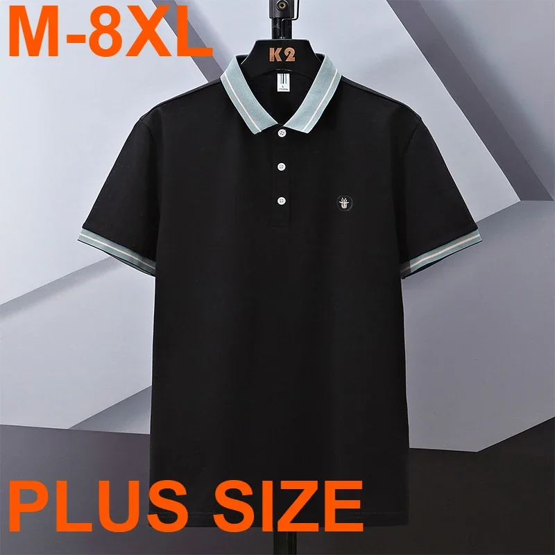 Мужские рубашки поло размера плюс Свободные топы 50-140 кг 6XL 7XL 8XL Футболка
