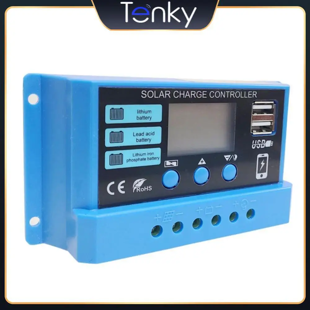 

Контроллер заряда солнечной батареи, Usb 5 В, выход 12 В/24 В, 10 А 20 А 30 А, с двойной панелью Usb, регулятор заряда батарей, ШИМ, Новинка