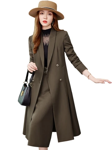 Осенне-зимний официальный женский костюм с юбкой, женский черный, абрикосовый, кофейный комплект из двух предметов с длинным рукавом для офиса, Женская рабочая одежда