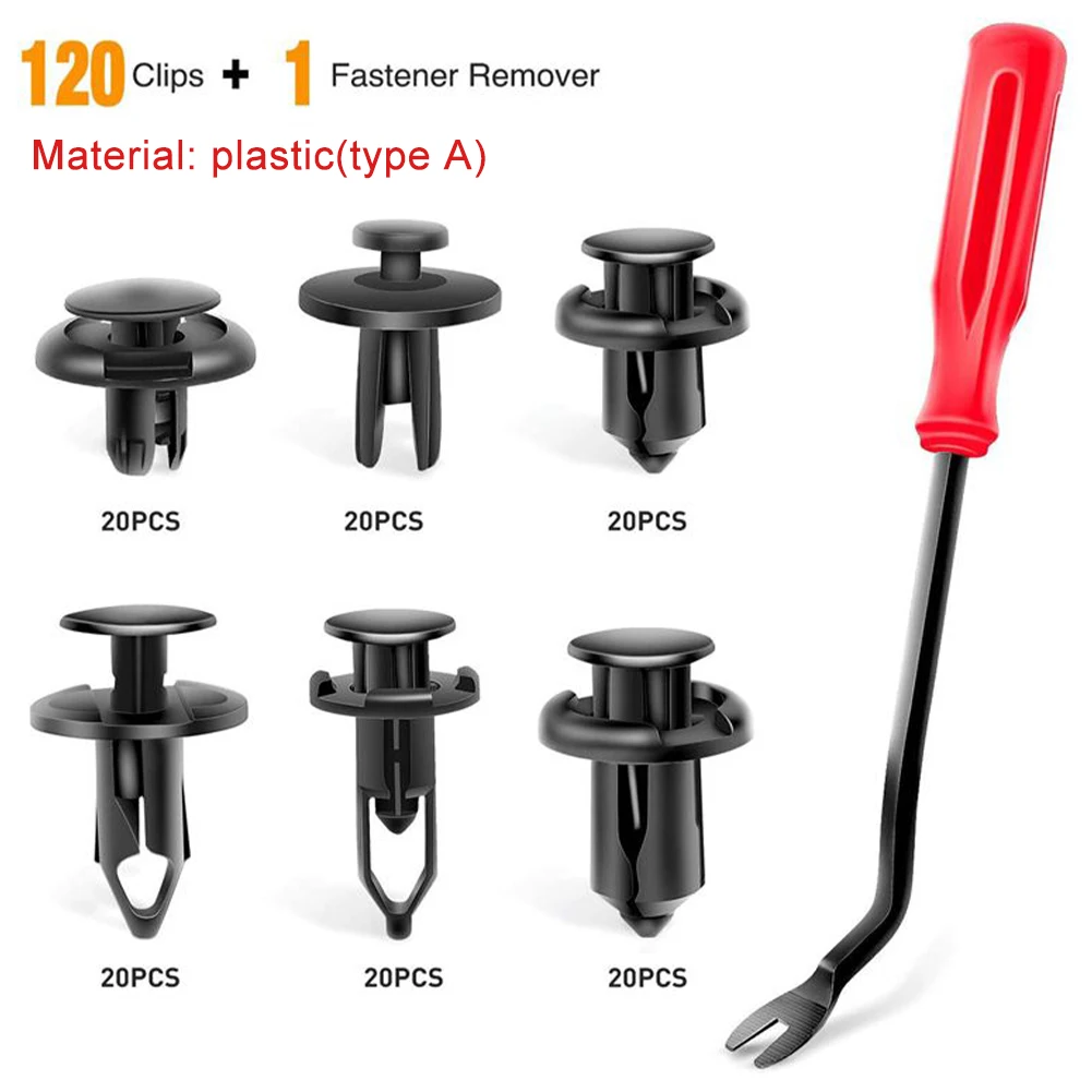 

120pcs Assortment Door Trim Panel With Fastener Remover Rivets Universal Expansion Screw Replacement Retainer Clip Fit For Ford