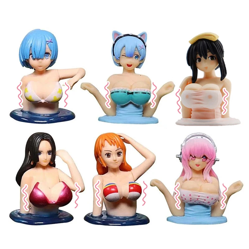 

New Kanako Chest Shaking Girls Ornaments Cute Kawaii Cartoon Anime Car Dashboard Decoration Doll Car Interior Accessories