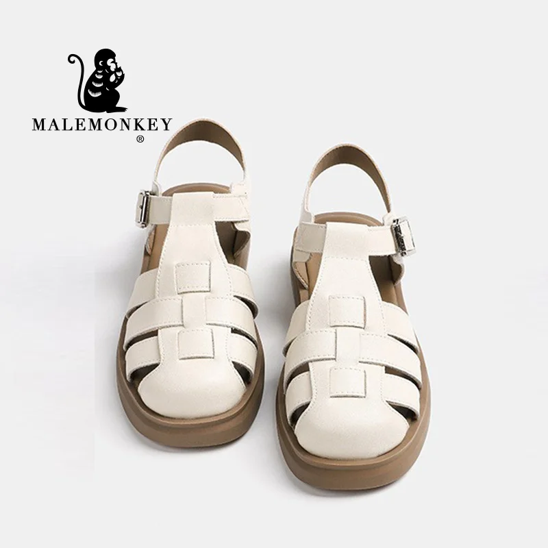 

Summer Ladies Sandals Leather Hollow Out Breathable Comfortable Roman Sandals 2022 Trend Fashion Non Slip Femme Sandals Handmade
