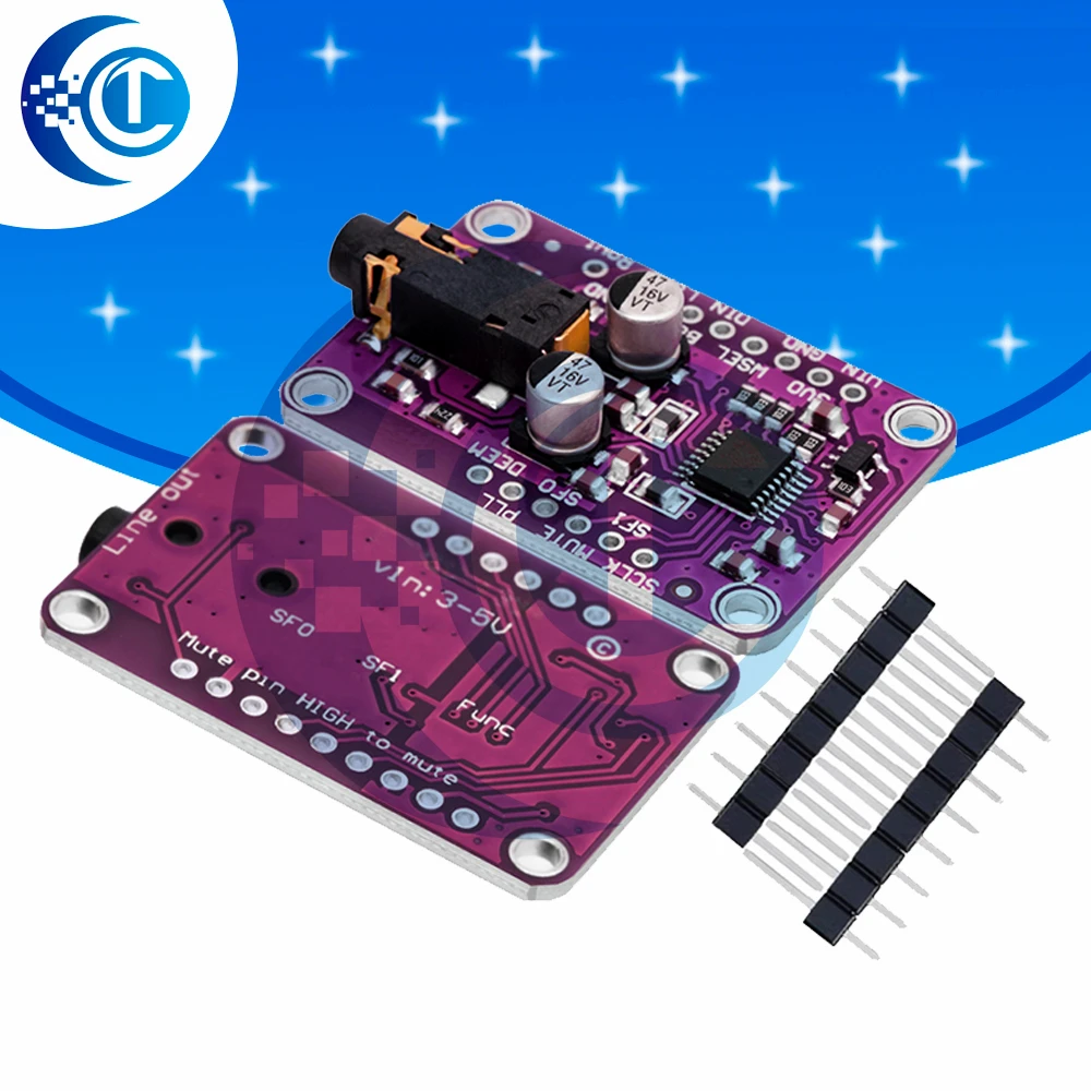 Фото UDA1334A Модуль ЦАП I2S: плата стереоаудиодекодера для Arduino — совместимость с 3,3–5 В
