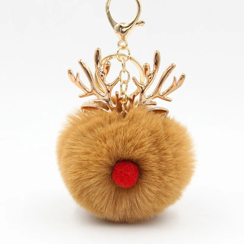

Candycat Christmas Santa Cute Deer Fur Ball Keychain Bag Pendant Fawn Plush Lucky Car Phone Elk Key Chain Accessories Jewelry
