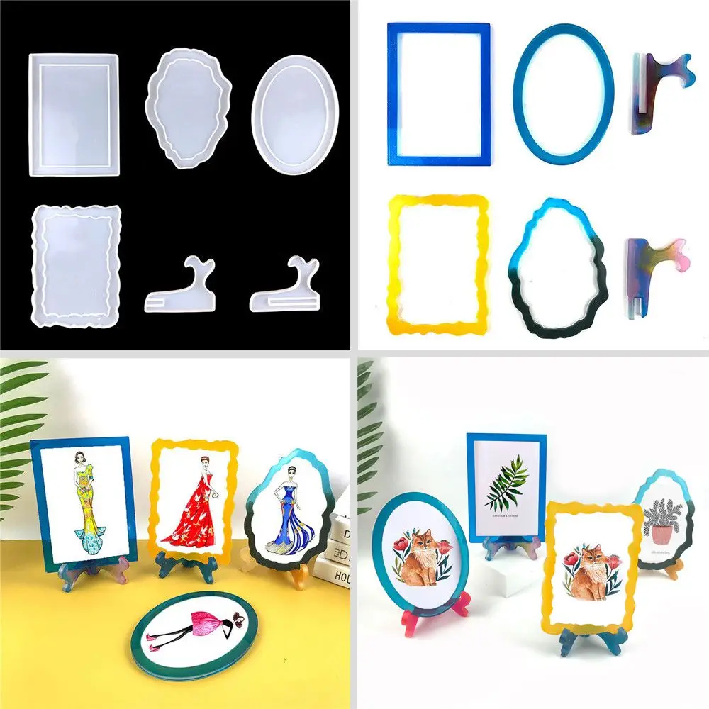 

Crystal Epoxy Resin Pendant Jewelry Making Tools Square Resin Mold Photo Frame Frame Stand Mould Silicone Mould