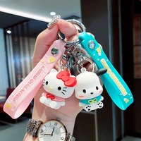 anime sanrio figure kuromi keychain kitty ornaments kawaii melody pom pendant cinnamoroll figures astronaut toys for girls gifts