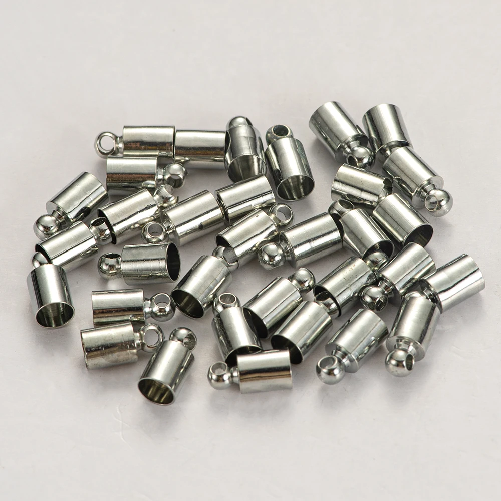 

50PCS Metal End Tip Caps Weight Buckle Tassel Leather Cord End Crimp Beads Caps For Jewelry Making DIY Basic Accessories