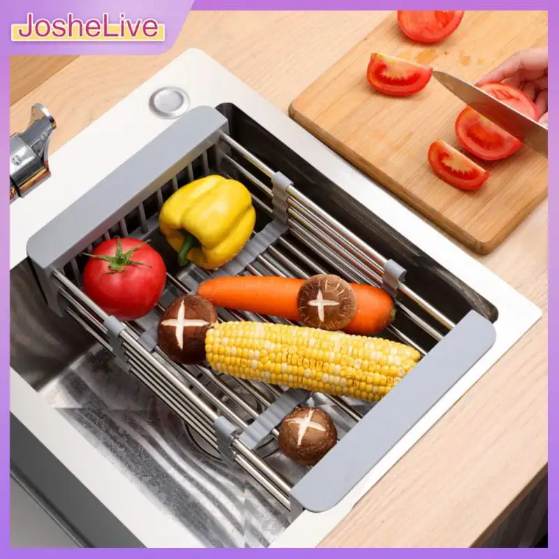 

Adjustable Suction Cup Sink Drain Basket Bowl Holder Multifunctional Drainer Over Sink Organizer Rack Tray Foldable Telescopic