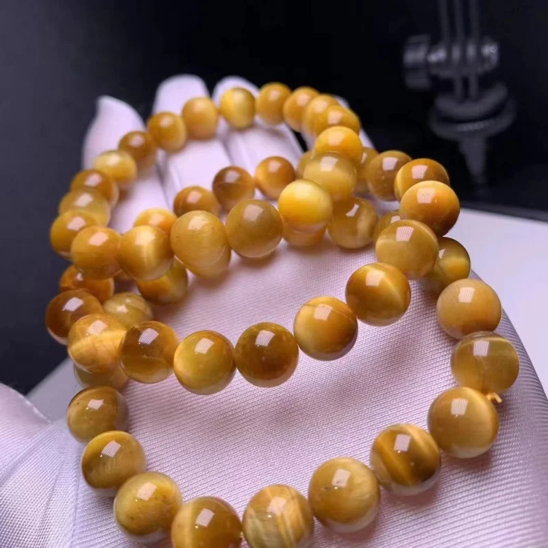 Ювелирный браслет мужской и женский золотой камень тигровый глаз