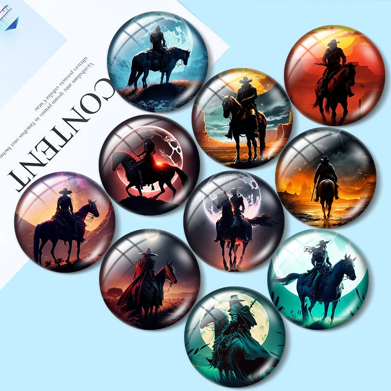 

Sunset Cowboy Wrangler Moon 12mm/25mm/30mm Round photo glass cabochon demo flat backMaking findings