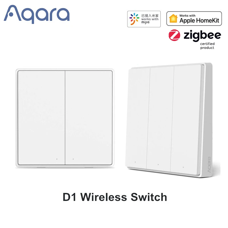 

Aqara Smart D1 Wireless Wall Switch 1/2/3 Button APP Voice Control Over-heat Protection Light Switch Work with Mi Home APP NEW