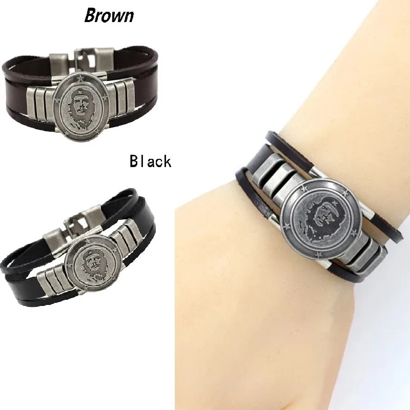 

Men's New Style Bracelet Punk Portrait Rivet Leather Hand Jewelry Fashion Personality Street Shot Jewelry Student Harun Bracelet