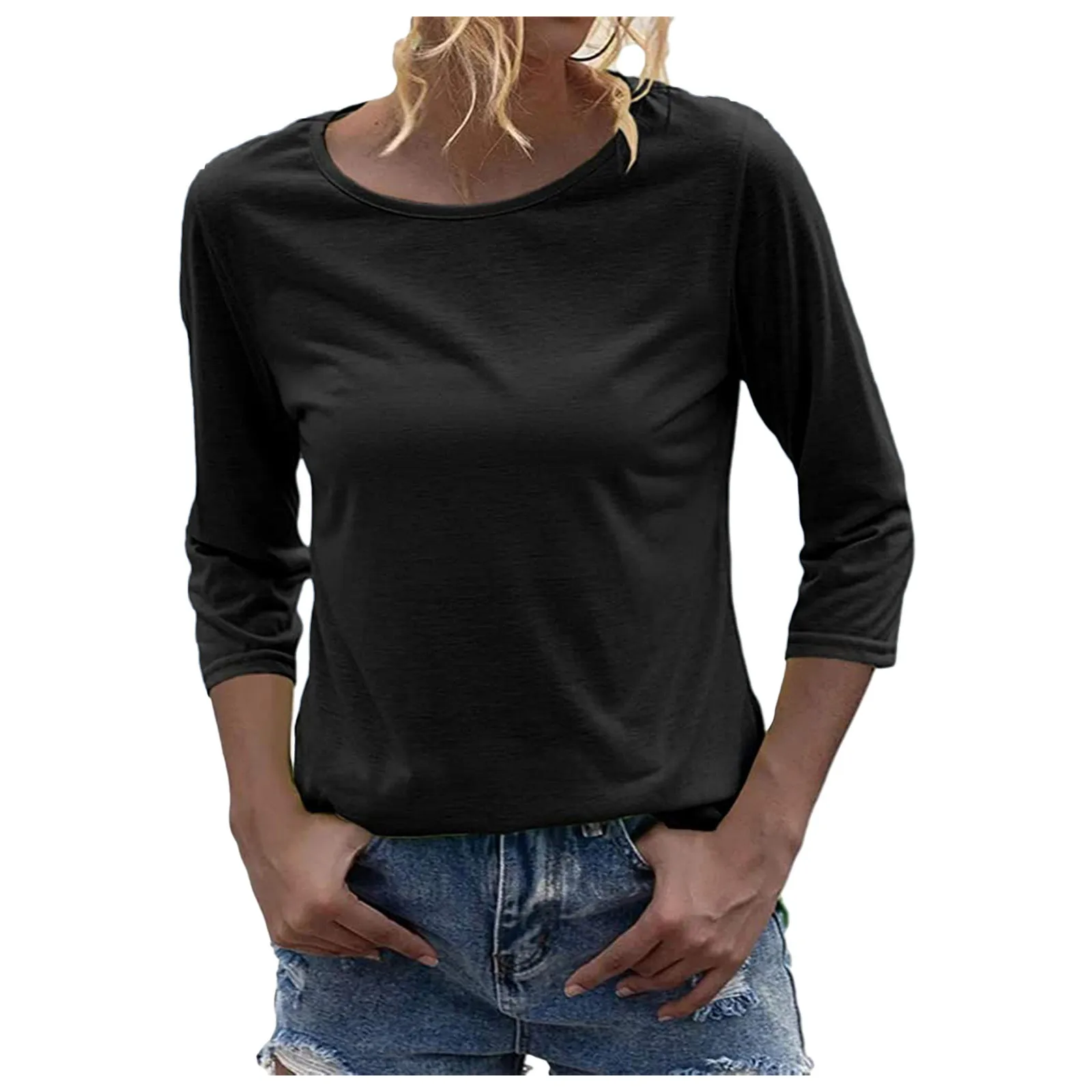 

Loose Women Women TopsO-Neck Daily Casual Top Womens Work Clothes