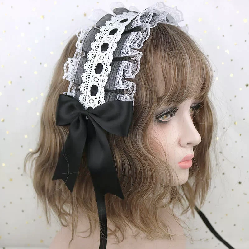 

Sweet Lolita Lace Hairband Anime Maid Cosplay Hair Hoop Lace Ribbon Bowknot Headband Hair Accessories Girls Gift 2021
