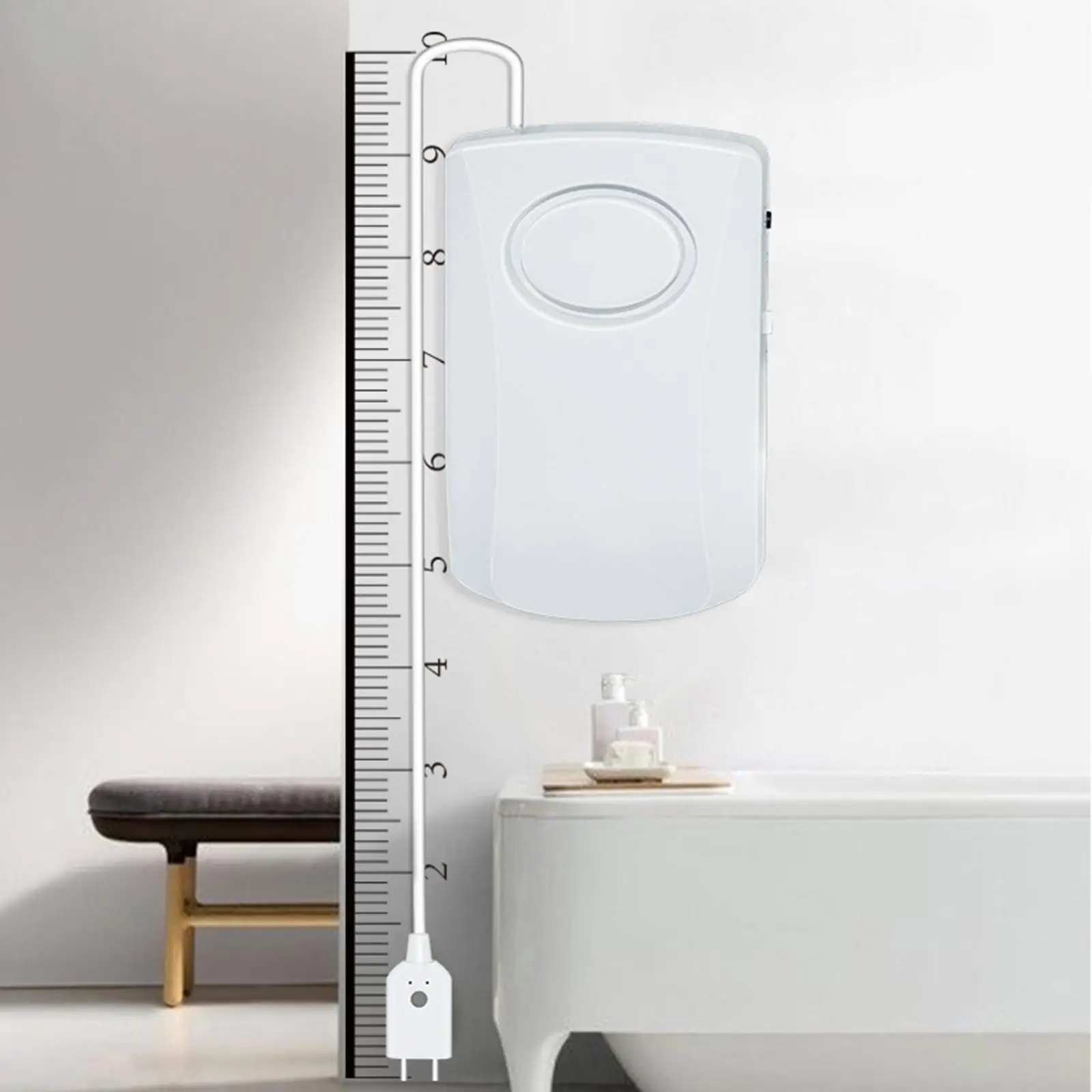 

Water Leak Detector Alarm 130dB Battery Powered Overflow Alarm for Next to The Heater Bathroom