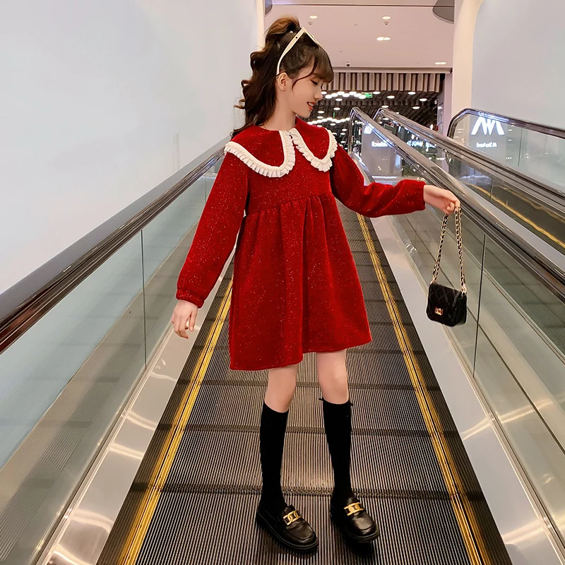 Детское платье с длинным рукавом на Возраст 4-12 лет | Повседневные платья для