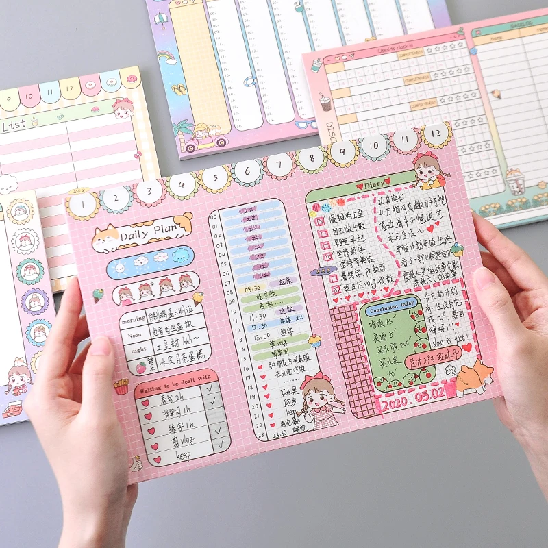 

Cute Agenda Notebook Daily Weekly Planner Goal Habit Schedules Payment Records Notebook for School Stationery Office Work Book