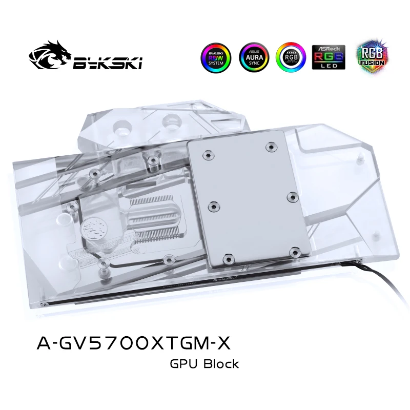 Блок водяного охлаждения Bykski Gpu для GIGABYTE RX5700XT GAMING OC 8G/полное покрытие, медная фотография/3PIN 5V RGB/4PIN 12V RGB
