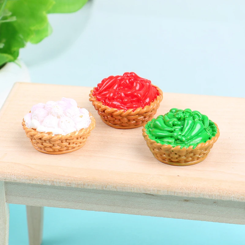 

Mini Artificial Fruits Vegetables Basket Simulation Doll House Furniture Decor Miniature Accessory For Children Kids