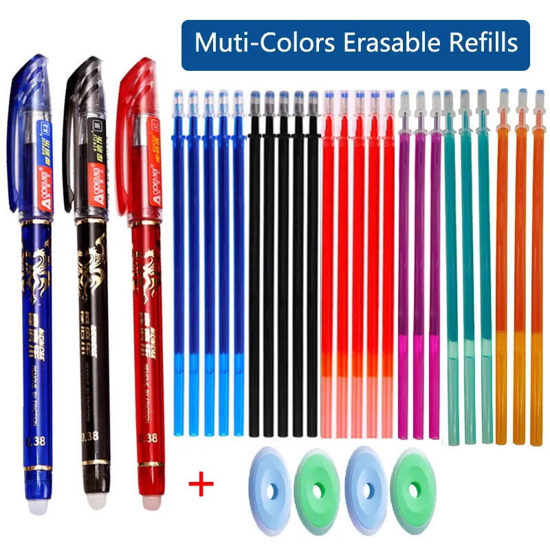 Muti-Colors ink Erasable Gel Pen Set Ballpoint Pens Rod 0.5mm Refills Washable Handle Stationery School Office Writing Supplies