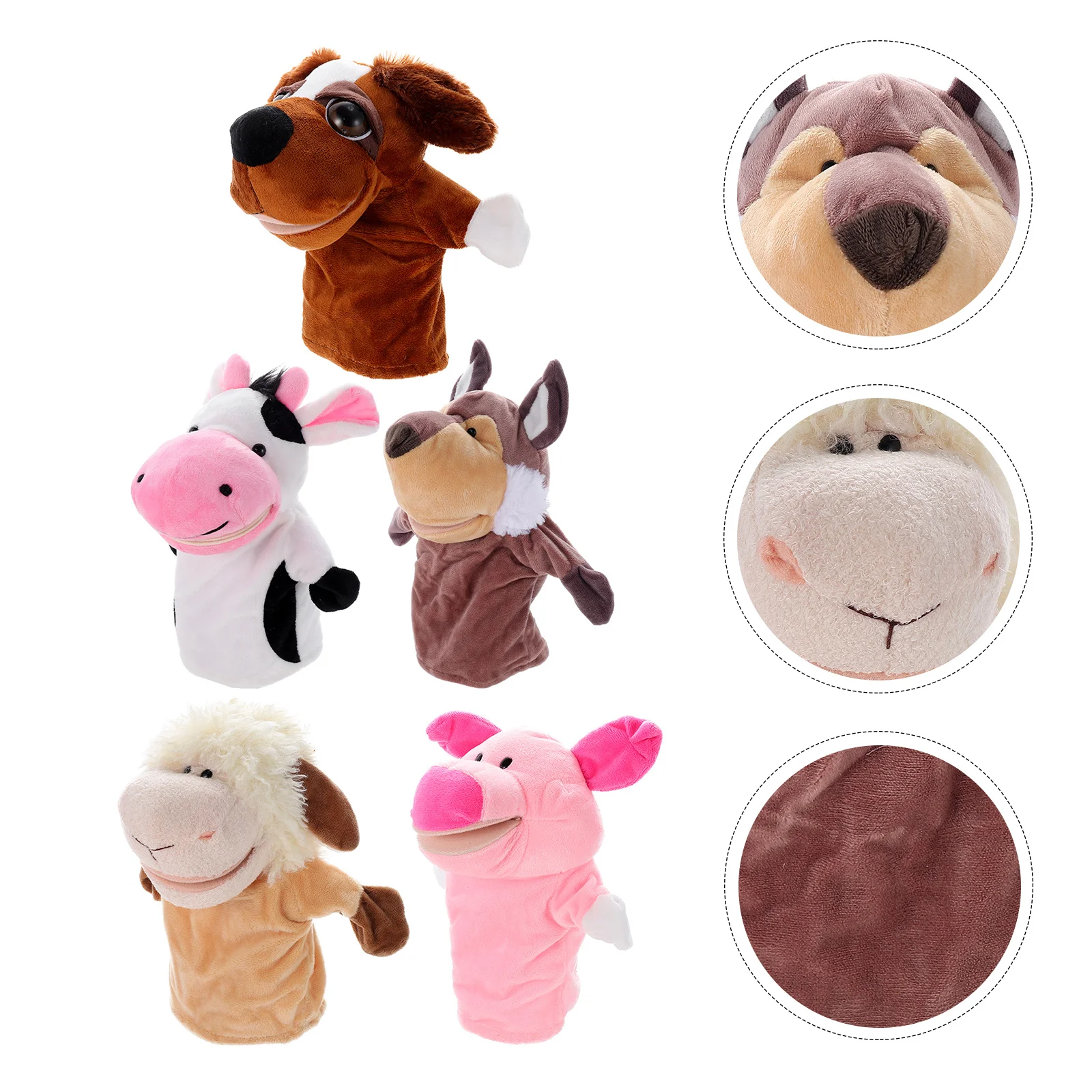 

5 Pcs Adult Toy Animal Puppet Storytelling Toys Plush Puppets Movable Mouth Hand Parent-child
