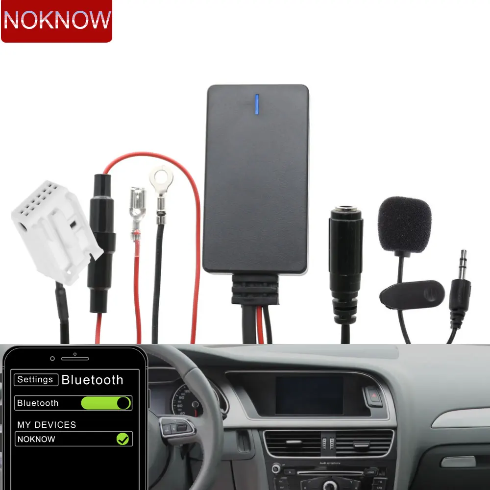 

12 Pin Car Bluetooth Kit Wireless Audio Aux In Cable Mic Handsfree Adapter for Audi A3 TT A4 S4 A6 A8 A8 2007-2014