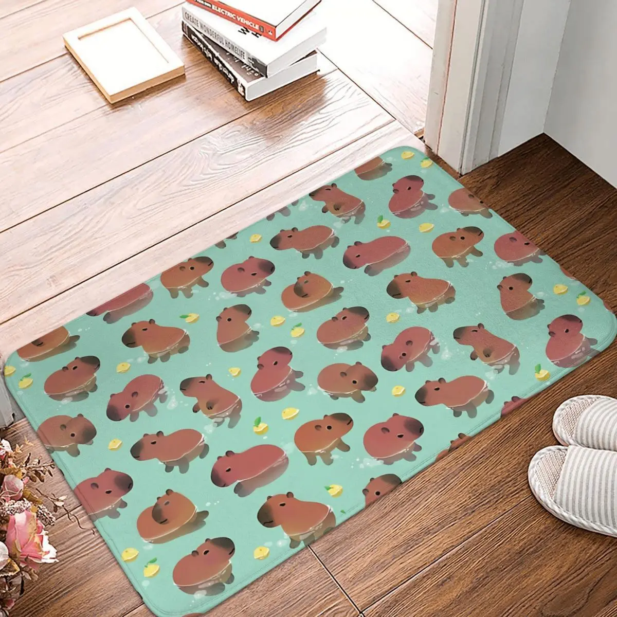 

Capybara Animal Non-slip Doormat Bath Time Bath Bedroom Mat Prayer Carpet Flannel Pattern Decor