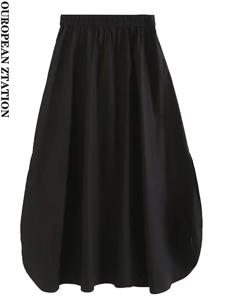 

Модная женская Юбка-миди из поплина PAILETE 2023, винтажные женские юбки с высокой эластичной талией