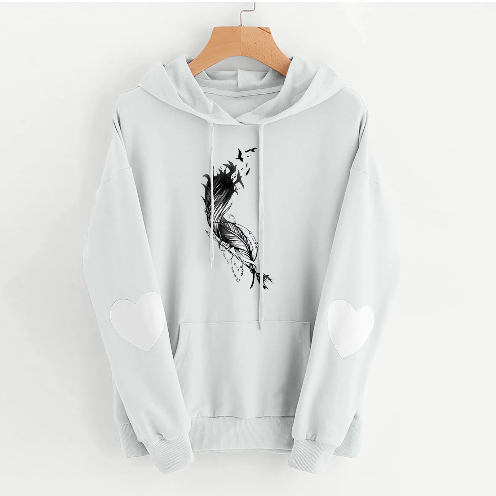 

Women Loose Casual Top Shirts Long Sleeve Heart Printed Hoodie Top Comfy Hoodies Women Womens Zip Sweatshirts And Hoodies