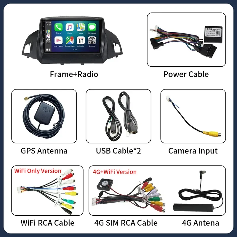 Для Ford C-MAX Kuga 2 Escape 3 2012-2019: автомагнитола Android 16 с беспроводным CarPlay, GPS-навигацией, экраном, стереосистемой, видео и Bluetooth (art.: 3920d4da1df8d) - 3920d4da1df8d
