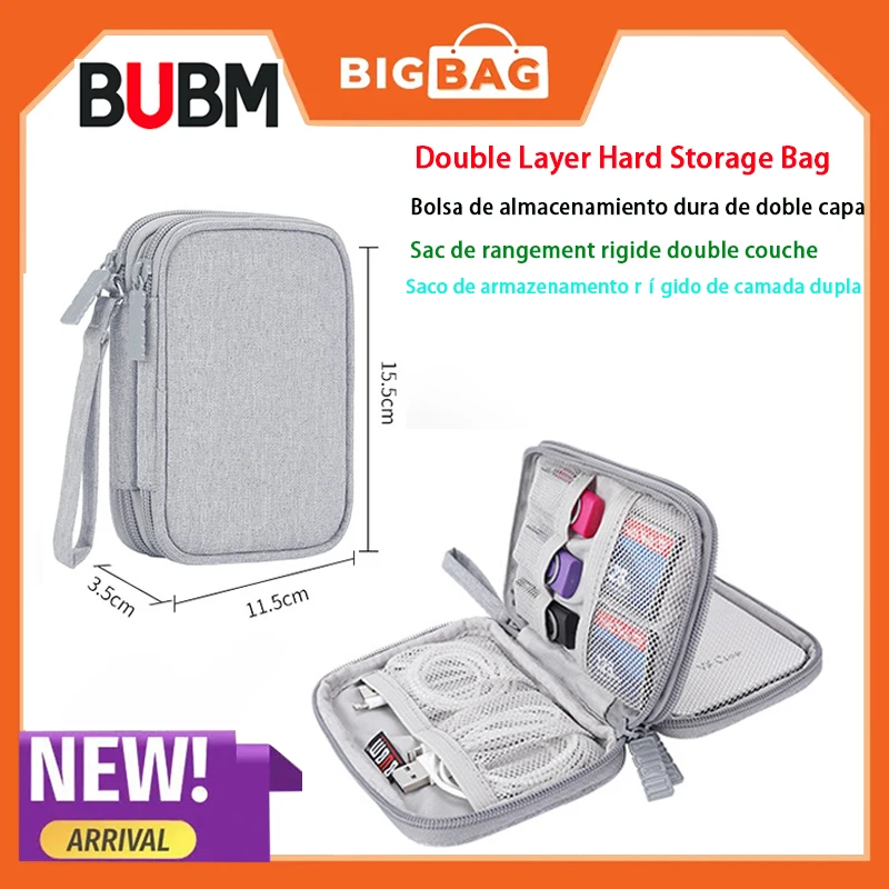 

BUBM Double Layer Data Cable 2.5inch Hard Disk U Disk Storage Bag Portable Waterproof HighCapacity Travel Gadget Pouch Carry Bag