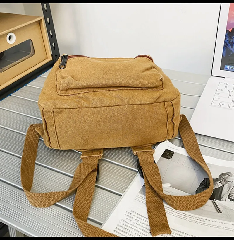 Canvas Retro Compact Shoulder Backpack 2022,Simple Casual Simple Fashion Teen Girls' Solid Mini Backpack