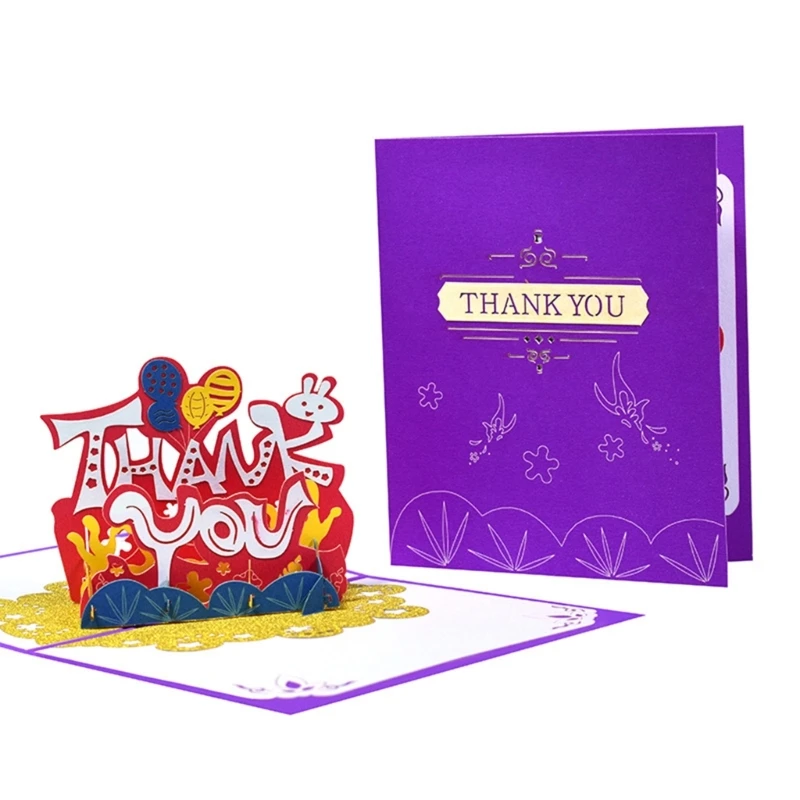 

3D Seaweed Thank You Greeting Card with Envelope Surprise Mysterious Paper Cards for Children Kids Girl Boys DropShip