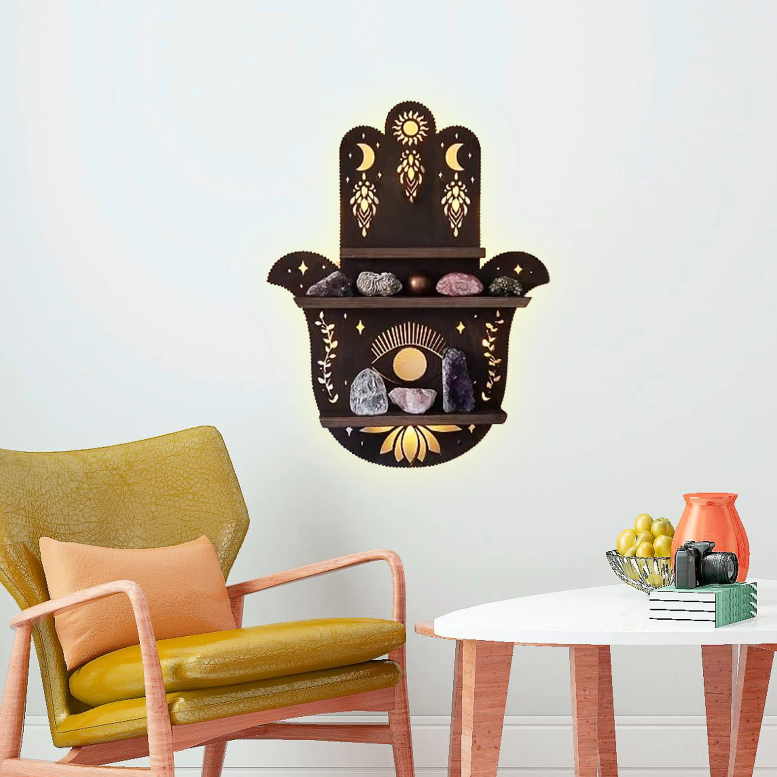 

Wood Floating Shelves Wall Mounted Wood Shelves Finger Heart Shape Wall Decor For Bedroom Office Kitchen Room