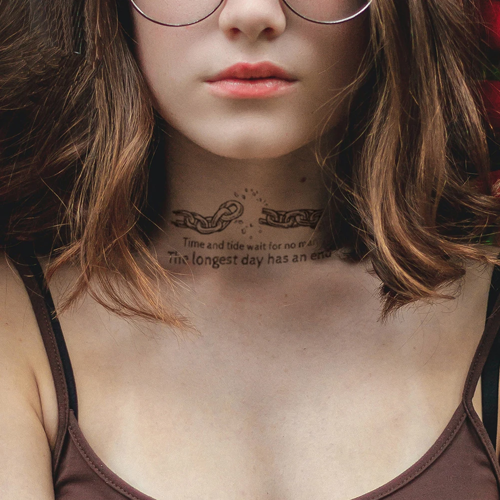 Водостойкая временная татуировка-наклейка черные английские буквы Дейзи крылья