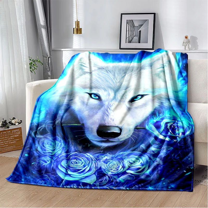 

Flannel Blanket Decorations for Home Art Fantasy Wolf and Cozy Throws for Bedding,Couch and Gift Picnic Blankets