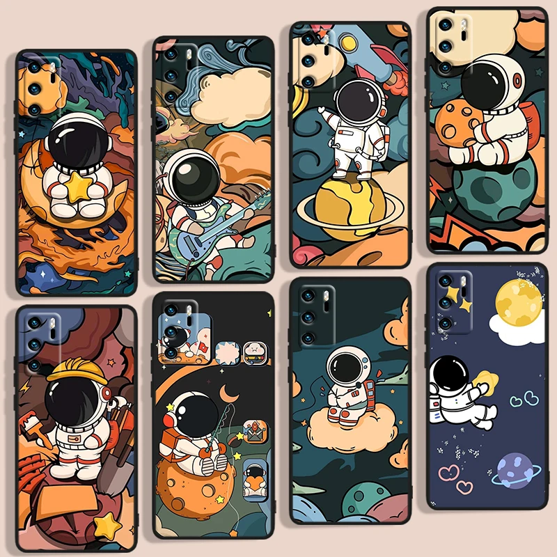 

Good looking astronaut Phone Case For Huawei P Smart 2018 Plus 2019 Z 2020 S 2021 Pro Nova 2i 3 3i 5 5T 7 7i 8 8i 9 9SE Black