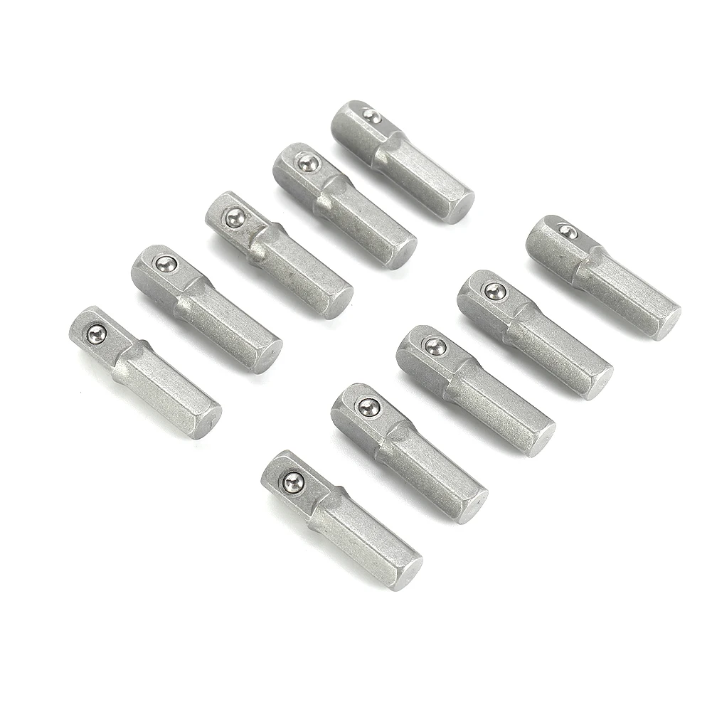 

10 Pcs Impact Socket Adapter Converter 1/4" Hex Shank To 1/4" Square Drive 25mm Impact Ready Adapters Professional Hand Tools