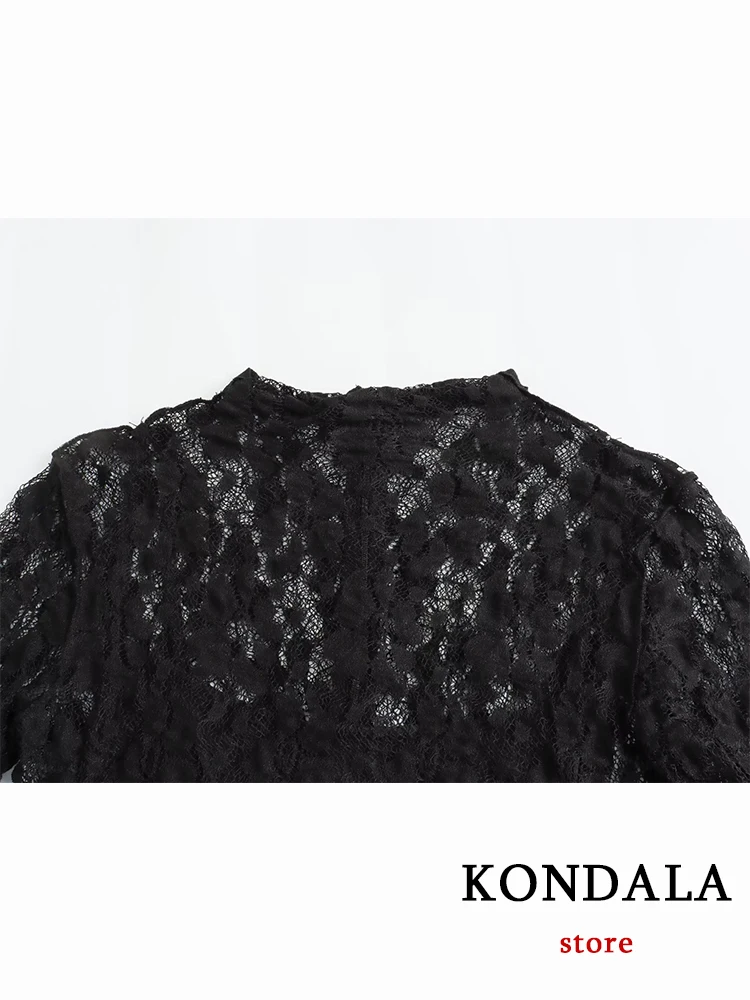 KONDALA винтажное кружевное черное сексуальное женское платье-футляр модное