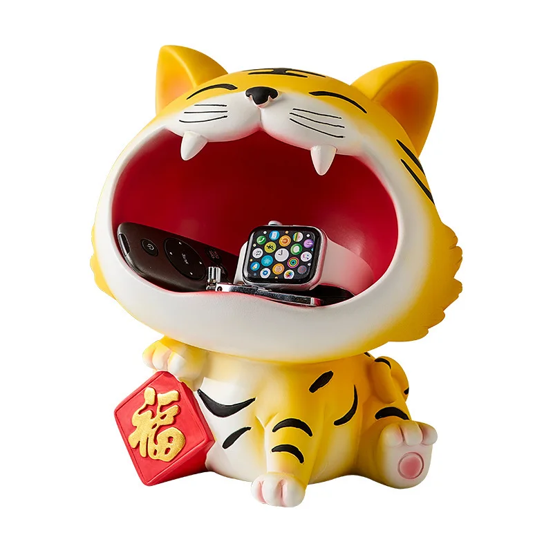 Tiger Statue Storage Box Jewelry Tray Living Room Decoration Home New Year Gift Kawaii Decor Crafts |
