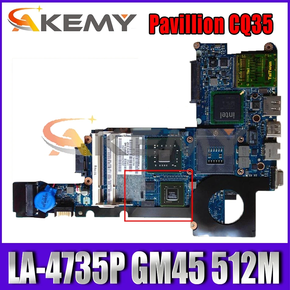 

Материнская плата для ноутбука HP 576795-001 576795-501, для HP Pavilion CQ35 материнская плата для ноутбука GM45 LA-4735P 512M DDR2