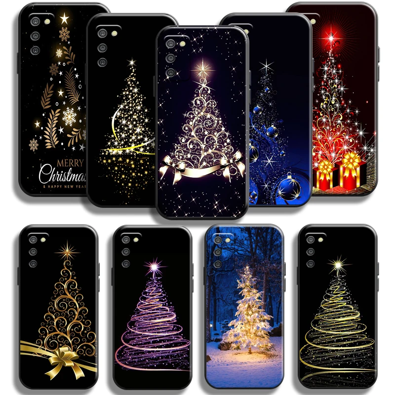 

Merry Christmas Tree Deer Phone Case For Samsung Galaxy A03 A03S Liquid Silicon Shockproof Soft Cover Black Shell Coque